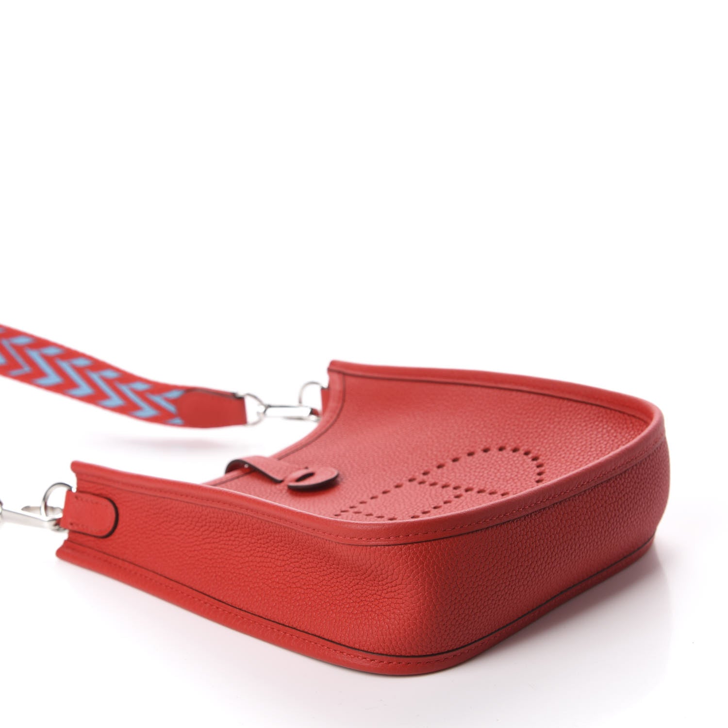 Hermes Taurillon Clemence Evelyne TPM Rouge De Coeur Bleu Du Nord 4 of 11