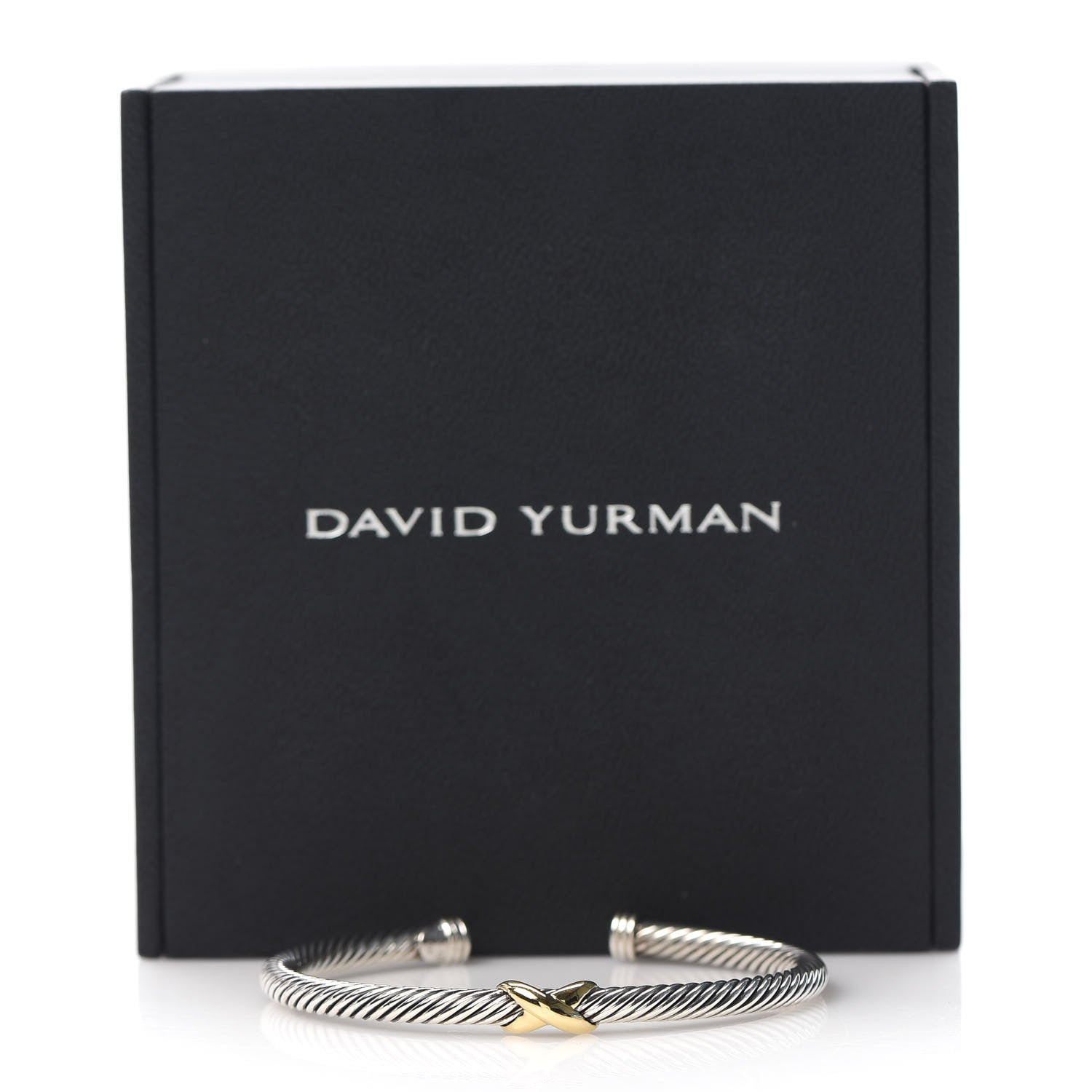 David Yurman Sterling Silver 18K Yellow Gold 4mm X Station Cable Bracelet 6 of 6
