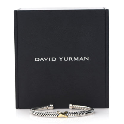 David Yurman Sterling Silver 18K Yellow Gold 4mm X Station Cable Bracelet 6 of 6