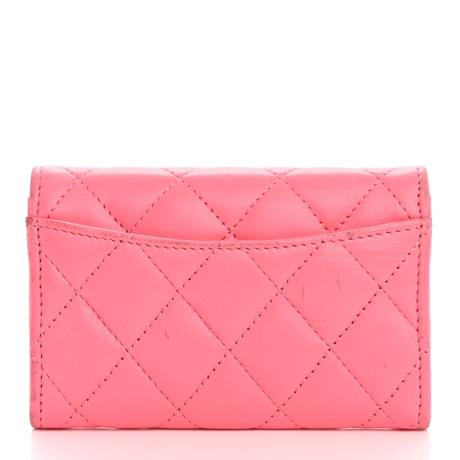 Chanel Lambskin Quilted Flap Card Holder Wallet Pink 13 of 16