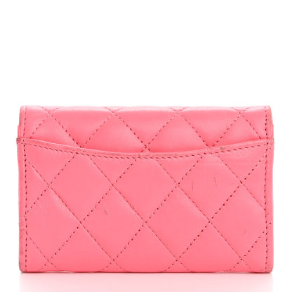 Chanel Lambskin Quilted Flap Card Holder Wallet Pink 13 of 16