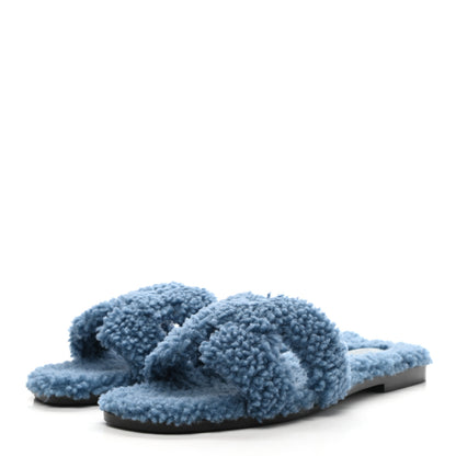 Hermes Woolskin Oran Sandals 39 Bleu 3 of 8