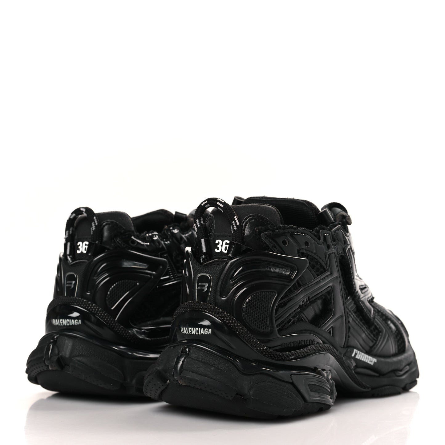 Mesh Rubber Monocolor Womens Runner Sneakers 36 Black