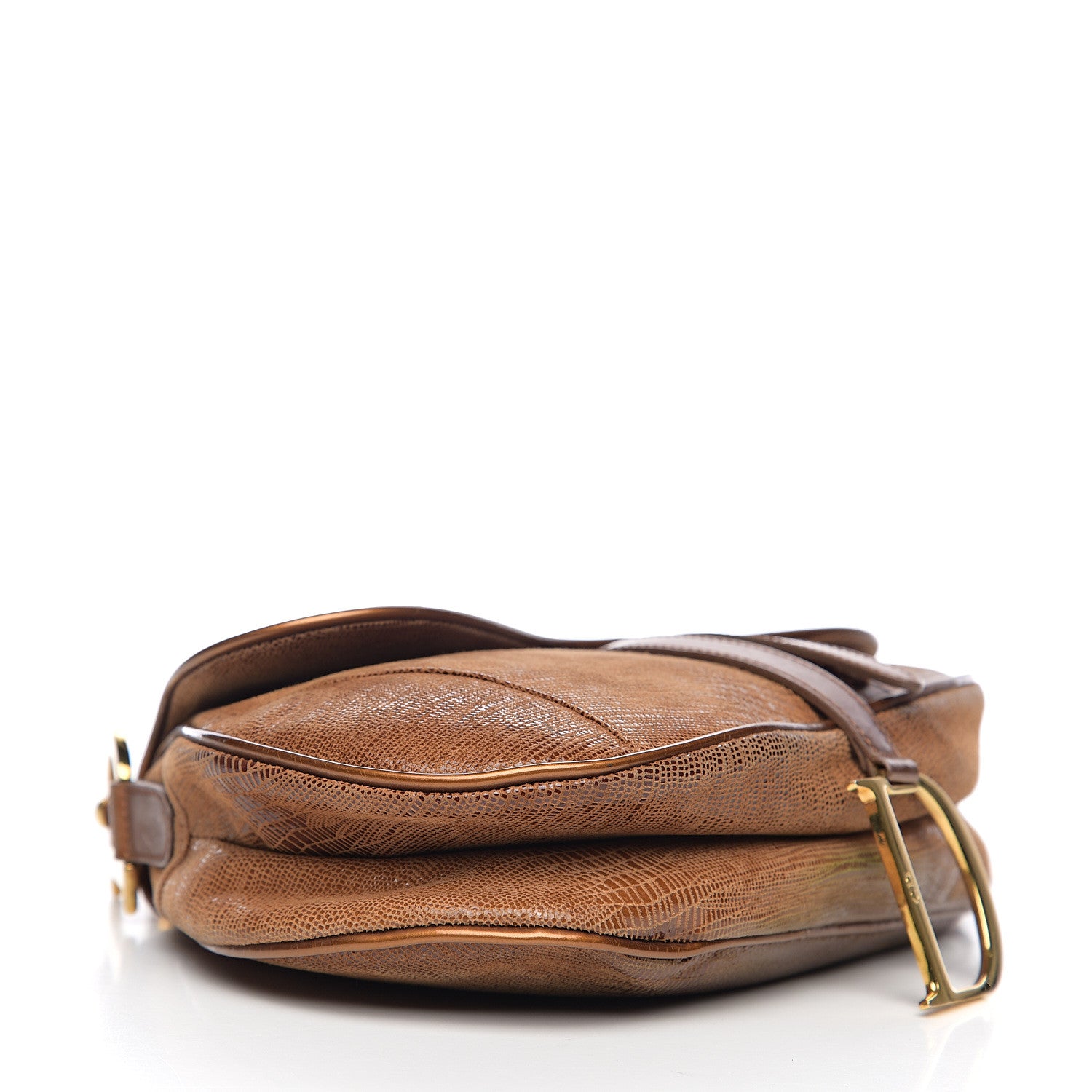 Christian Dior Lizard Saddle Bag Brown 3 of 9