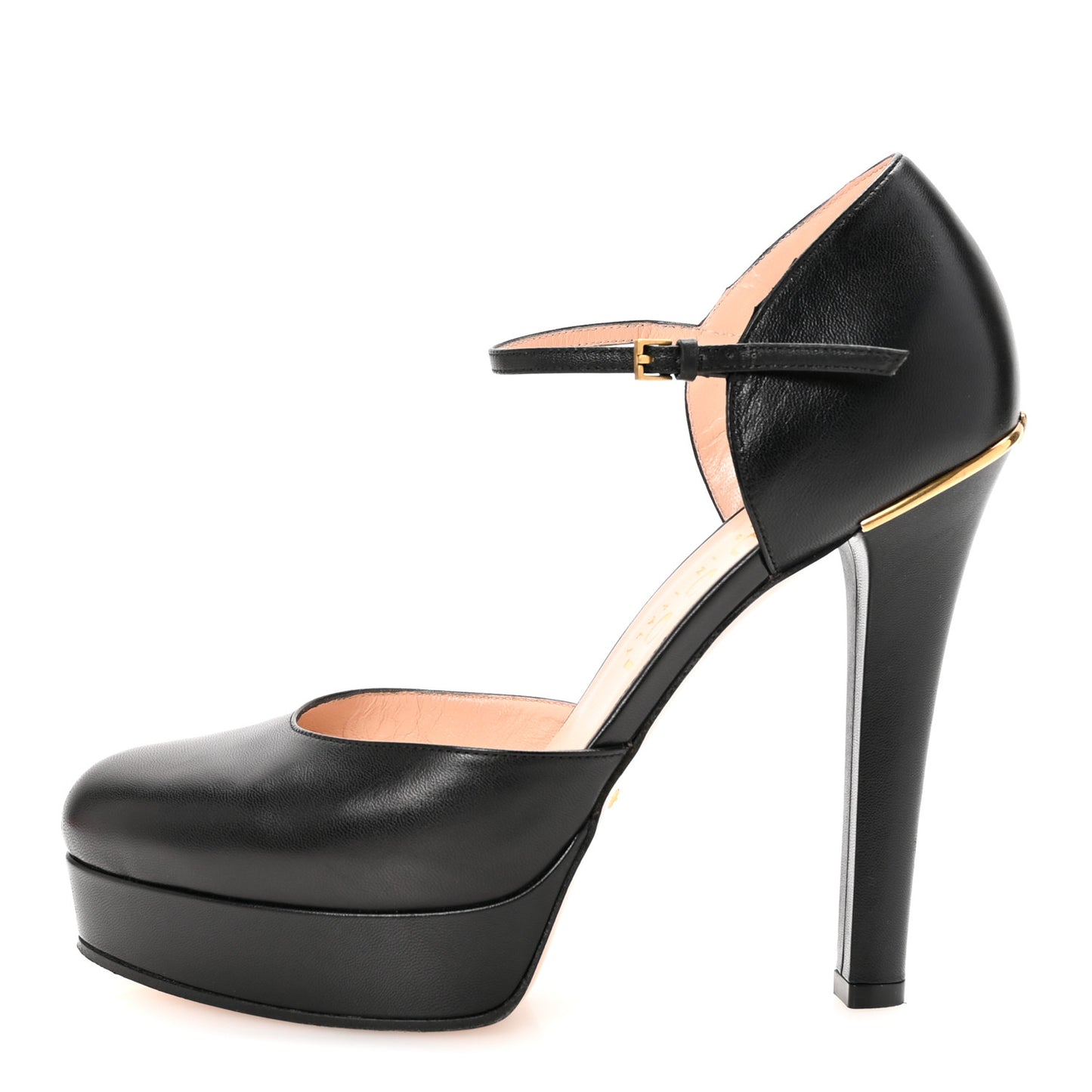 Malaga Kid Interlocking G Ankle Strap Platform Pumps 39 Black