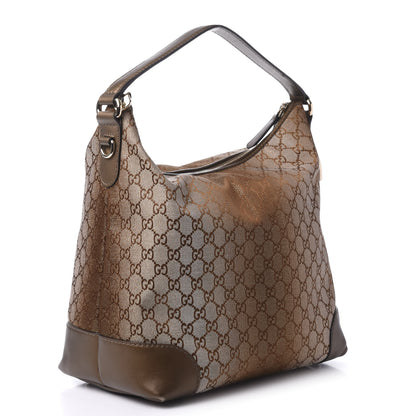 Gucci Monogram Lurex Medium Heart Bit Charm Hobo Bronze 3 of 12