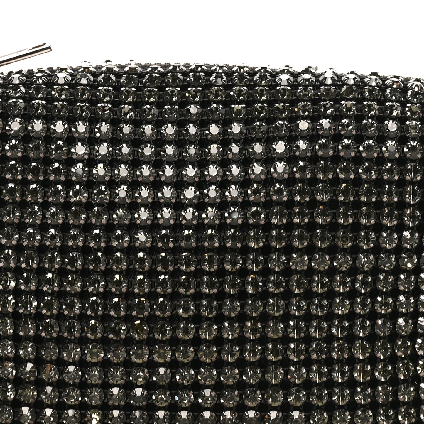 Mesh Crystal Rhinestone Medium Heiress Pouch Black Silver