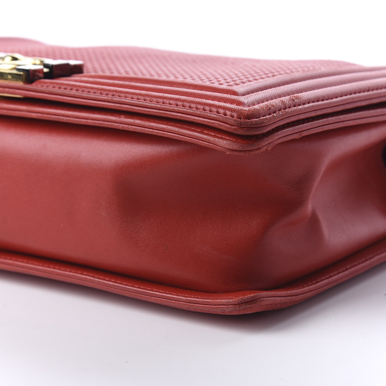 Chanel Lambskin Embossed New Medium Boy Cube Flap Red 7 of 9