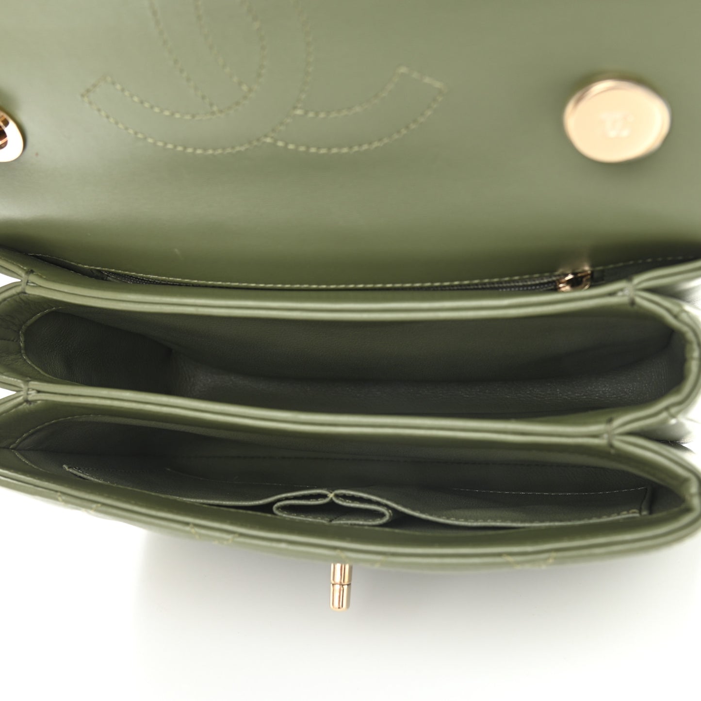 Lambskin Quilted Small Trendy CC Flap Dual Handle Bag Green