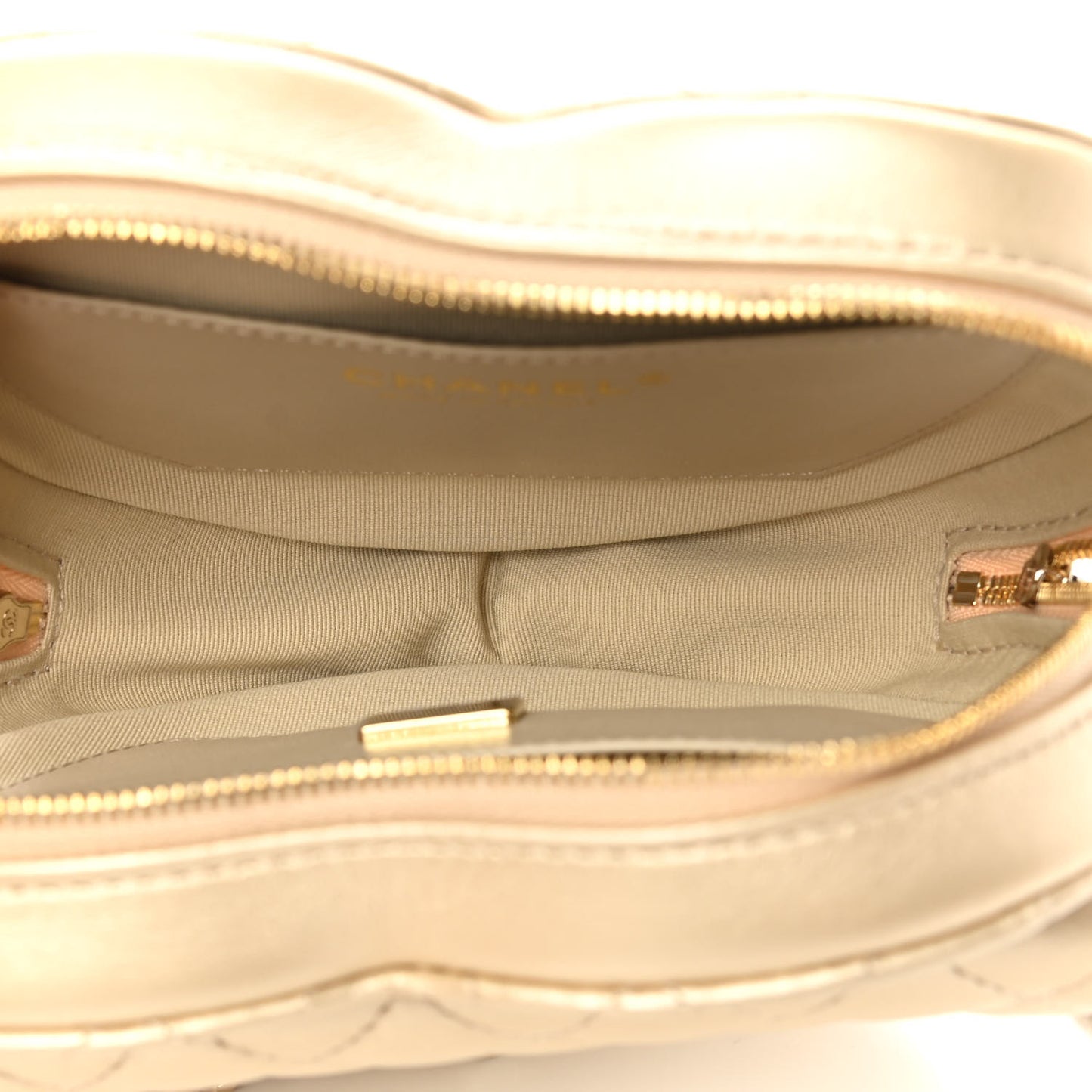 Metallic Lambskin Quilted CC In Love Heart Bag Gold