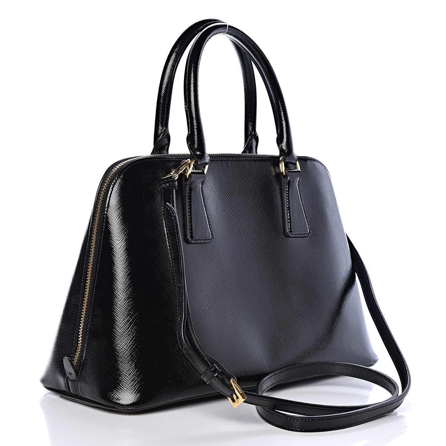 Prada Saffiano Vernice Medium Promenade Tote Black 3 of 11
