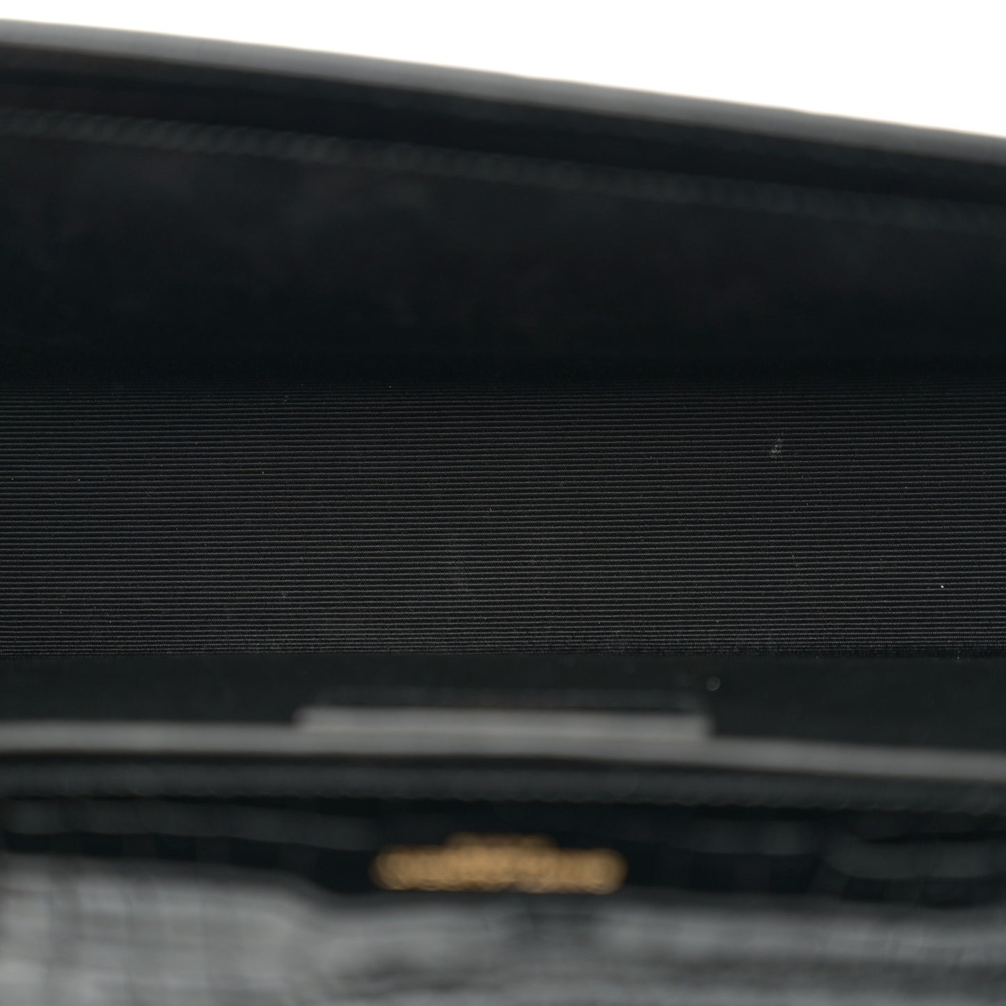 Calfskin Crocodile Embossed Medium Classic Monogram Kate Tassel Satchel Black