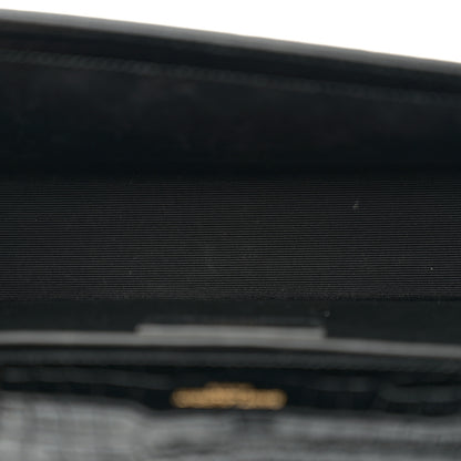 Saint Laurent Calfskin Crocodile Embossed Medium Classic Monogram Kate Tassel Satchel Black 5 of 13