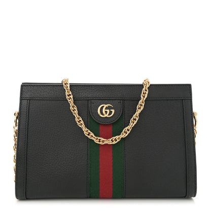 Gucci Calfskin GG Web Small Ophidia Chain Shoulder Bag Black 1 of 10