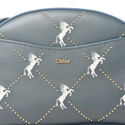 Chloe Smooth Calfskin Little Horses Embroidered Shoulder Bag Cloudy Blue 9 of 10