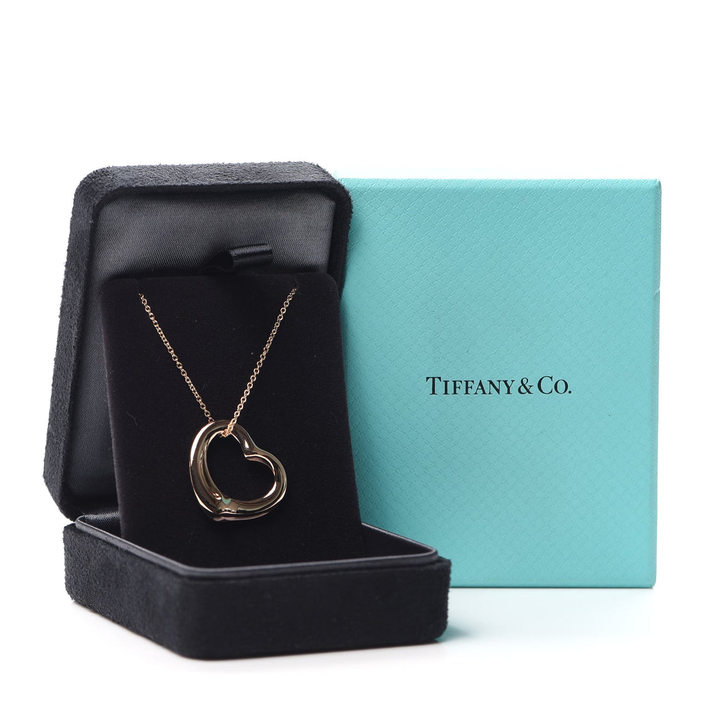 18K Rose Gold 22mm Elsa Peretti Open Heart Pendant Necklace
