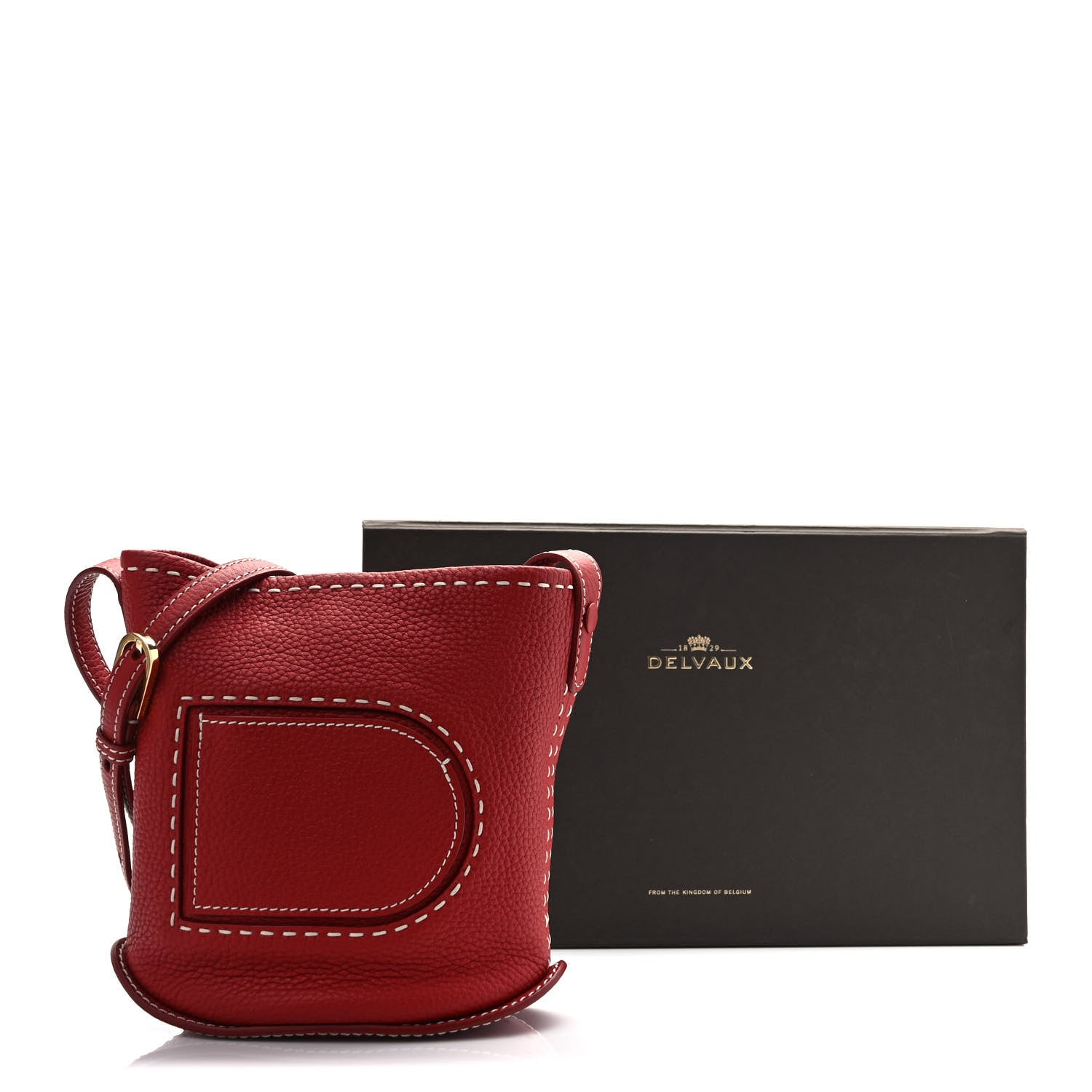 Delvaux Taurillon Soft Mini Pin Surpique Bucket Scarlet Red 8 of 8