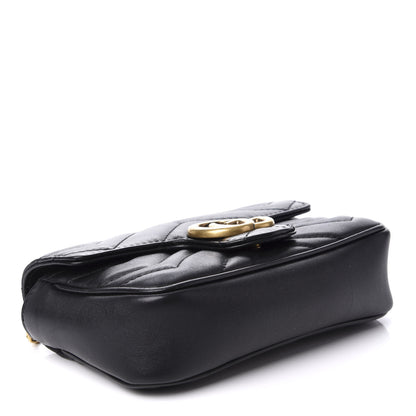 Gucci Calfskin Matelasse Super Mini GG Marmont Shoulder Bag Black 4 of 9