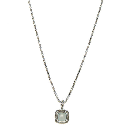 David Yurman Sterling Silver Diamond Chalcedony 7mm Petite Albion Necklace 1 of 5