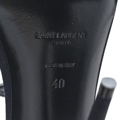 Saint Laurent Crepe Satin Dive Mule Sandals 40 Patriot Navy 8 of 9