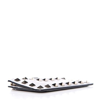 Valentino Garavani Vitello Rockstud Key Coin Case Card Holder Grey 4 of 8