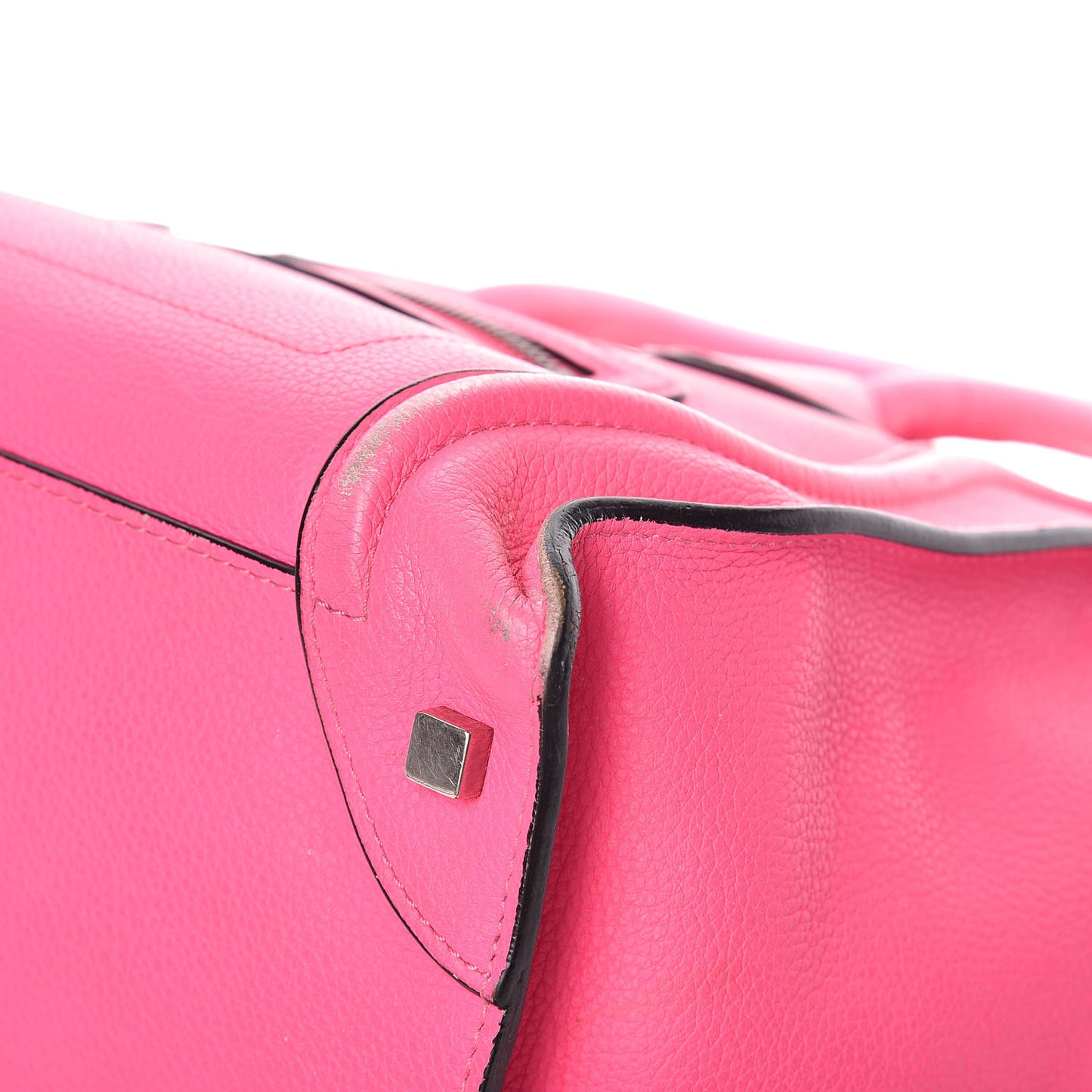 Drummed Calfskin Mini Luggage Fluo Pink