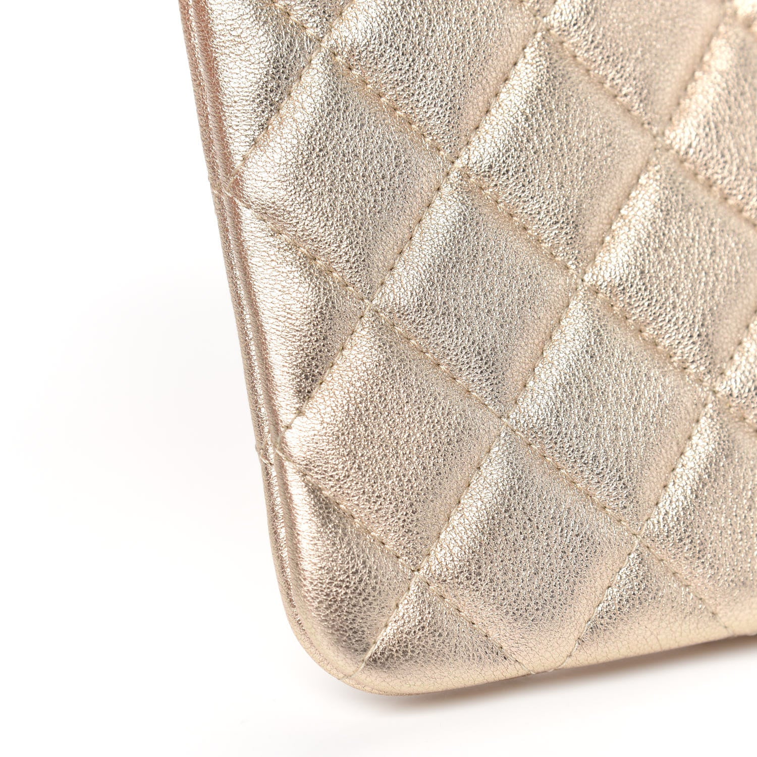 Chanel Metallic Lambskin Quilted Medium Cosmetic Case Gold 8 of 10