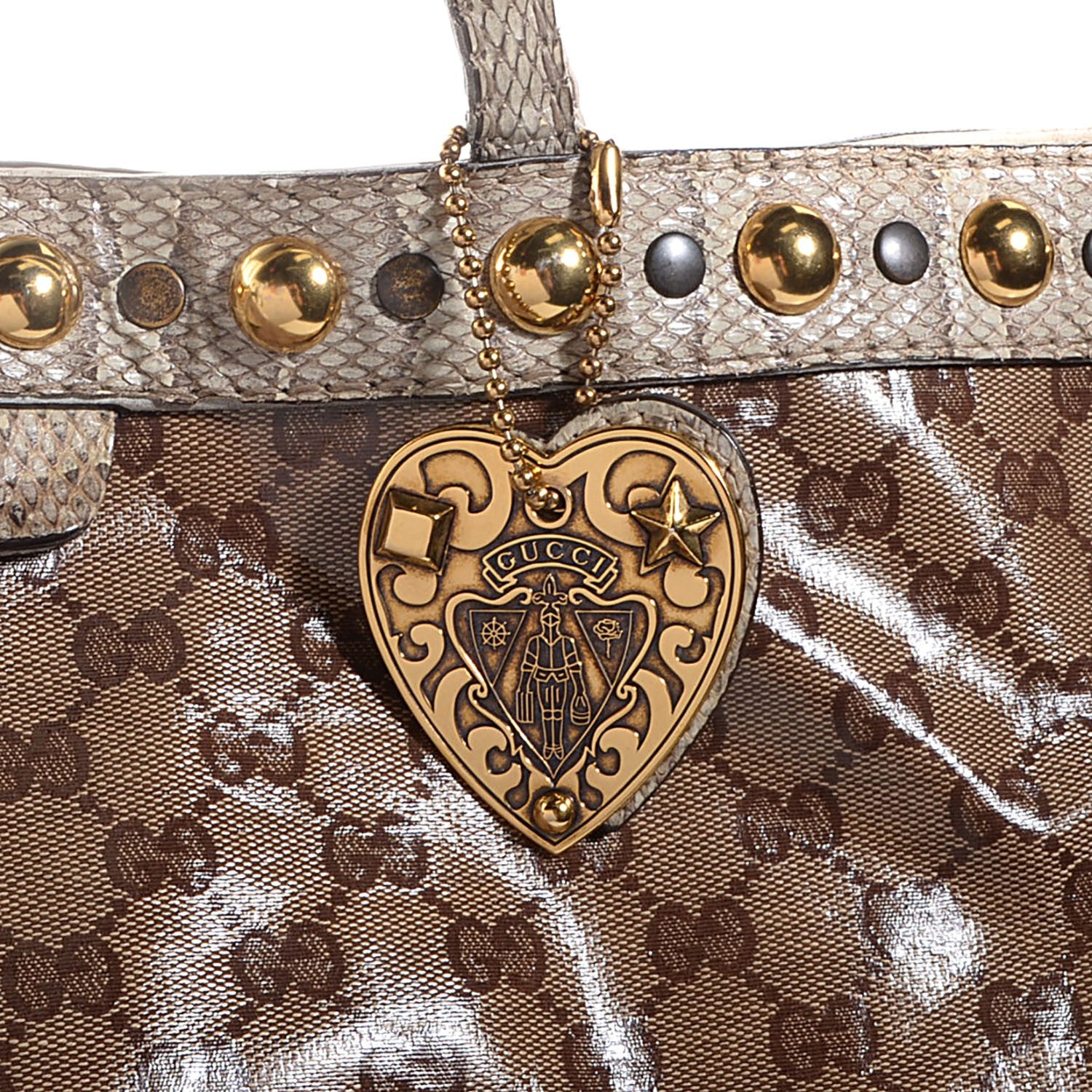 Gucci Crystal Monogram Snakeskin Large Babouska Shopping Tote 8 of 8