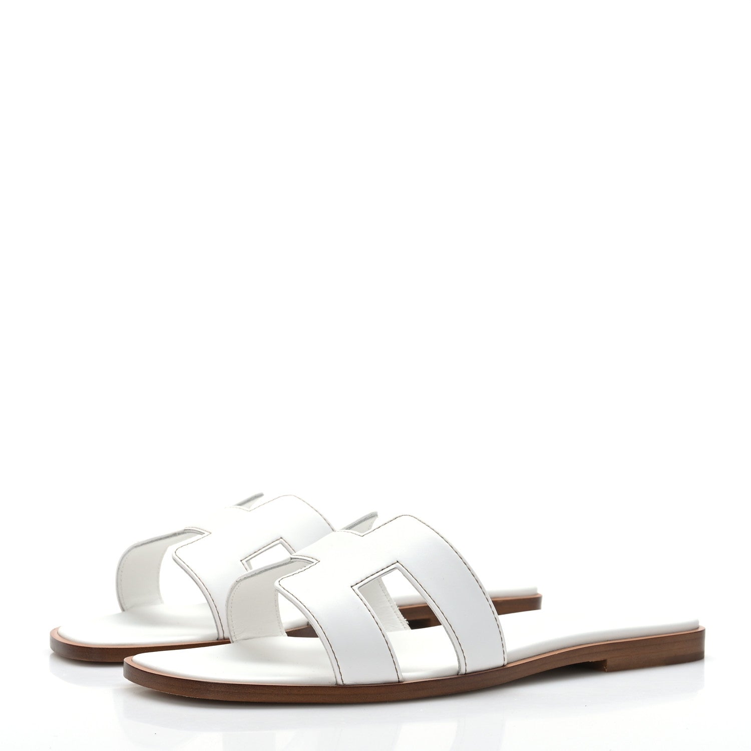 Hermes Box Calfskin Oran Sandals 37 White 3 of 9