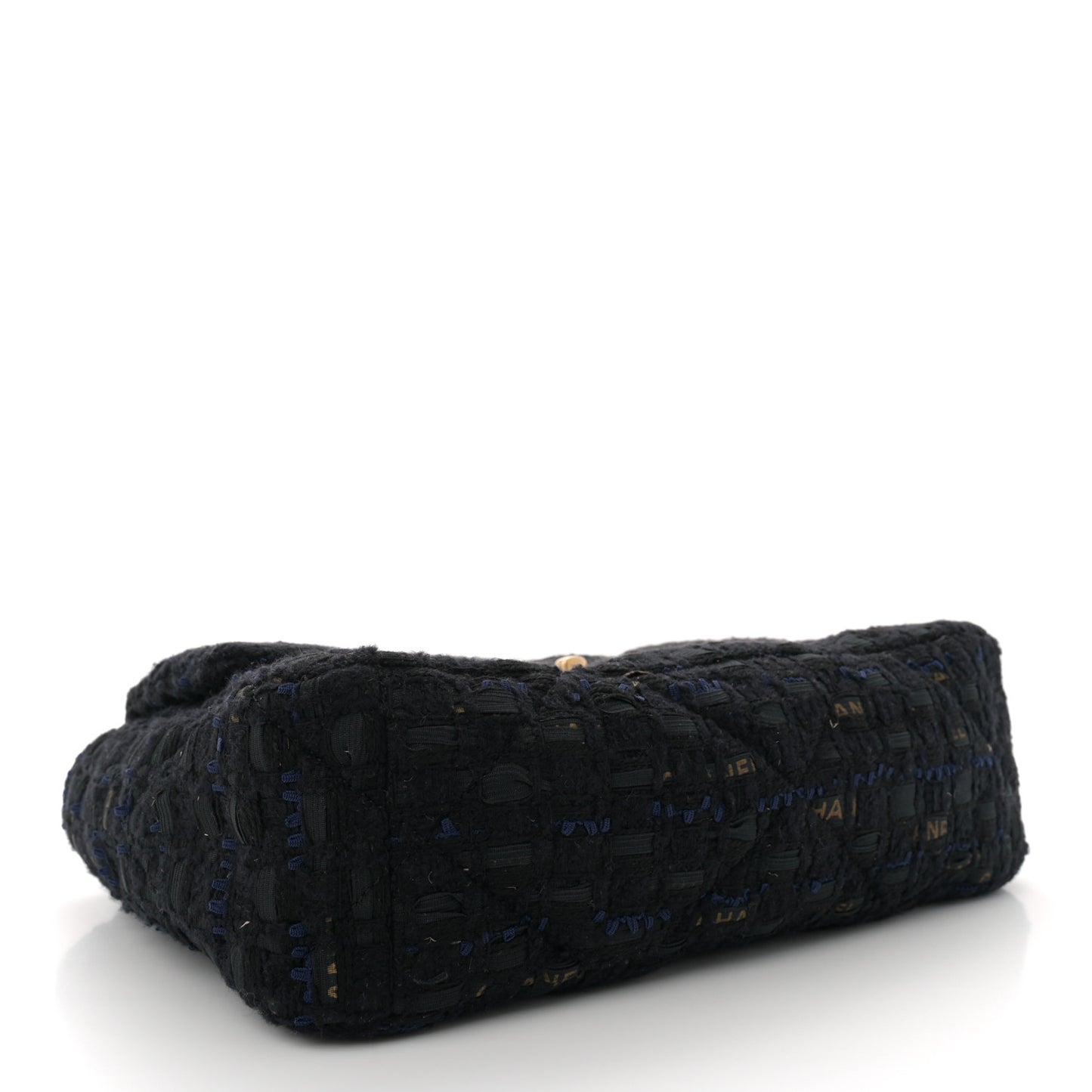 Tweed Quilted Large Chanel 19 Flap Black Navy Gold