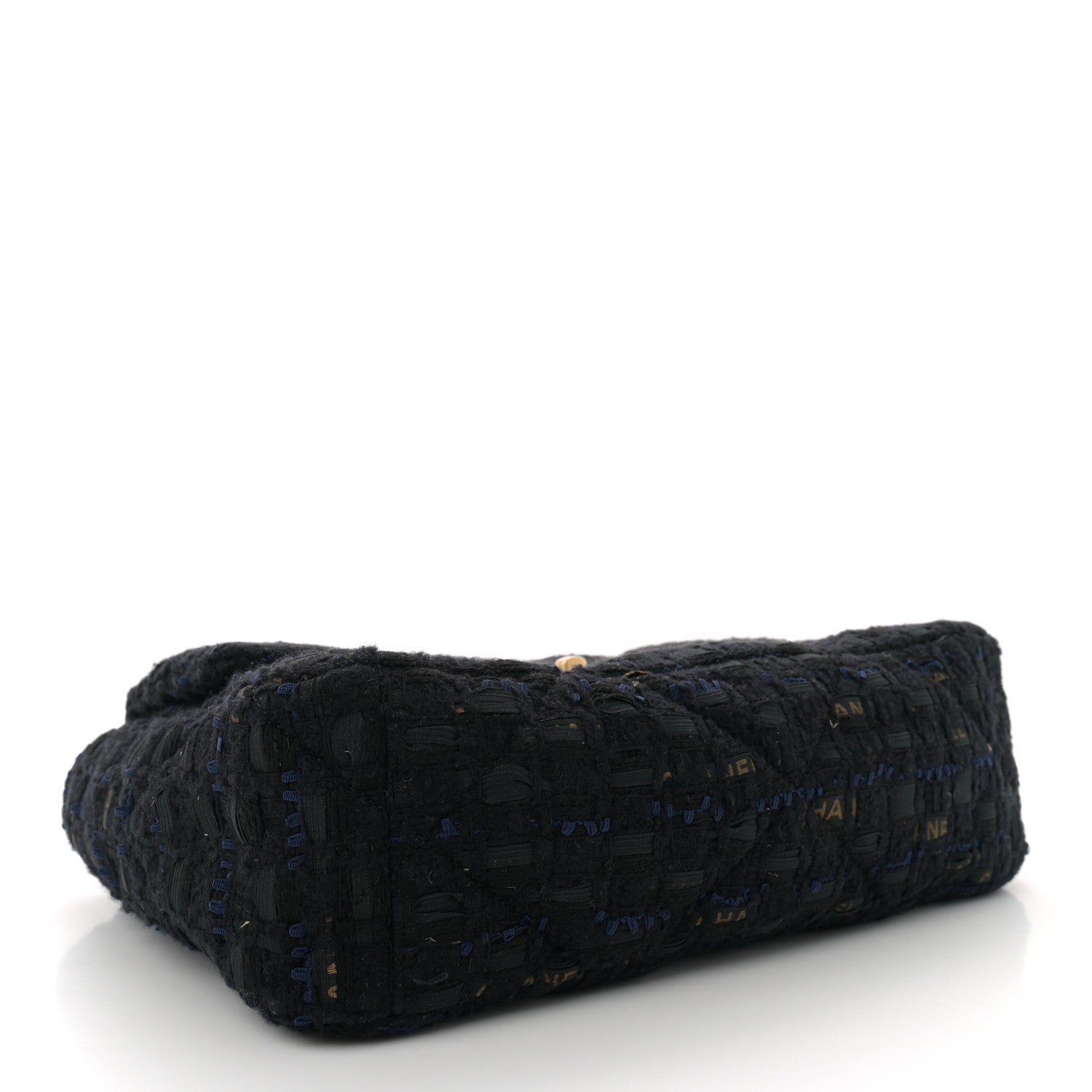 Chanel Tweed Quilted Large Chanel 19 Flap Black Navy Gold 4 of 12