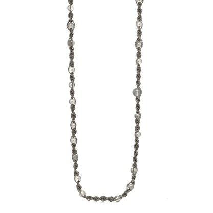 Chanel Pearl Bead CC Long Necklace Silver Grey 1 of 5