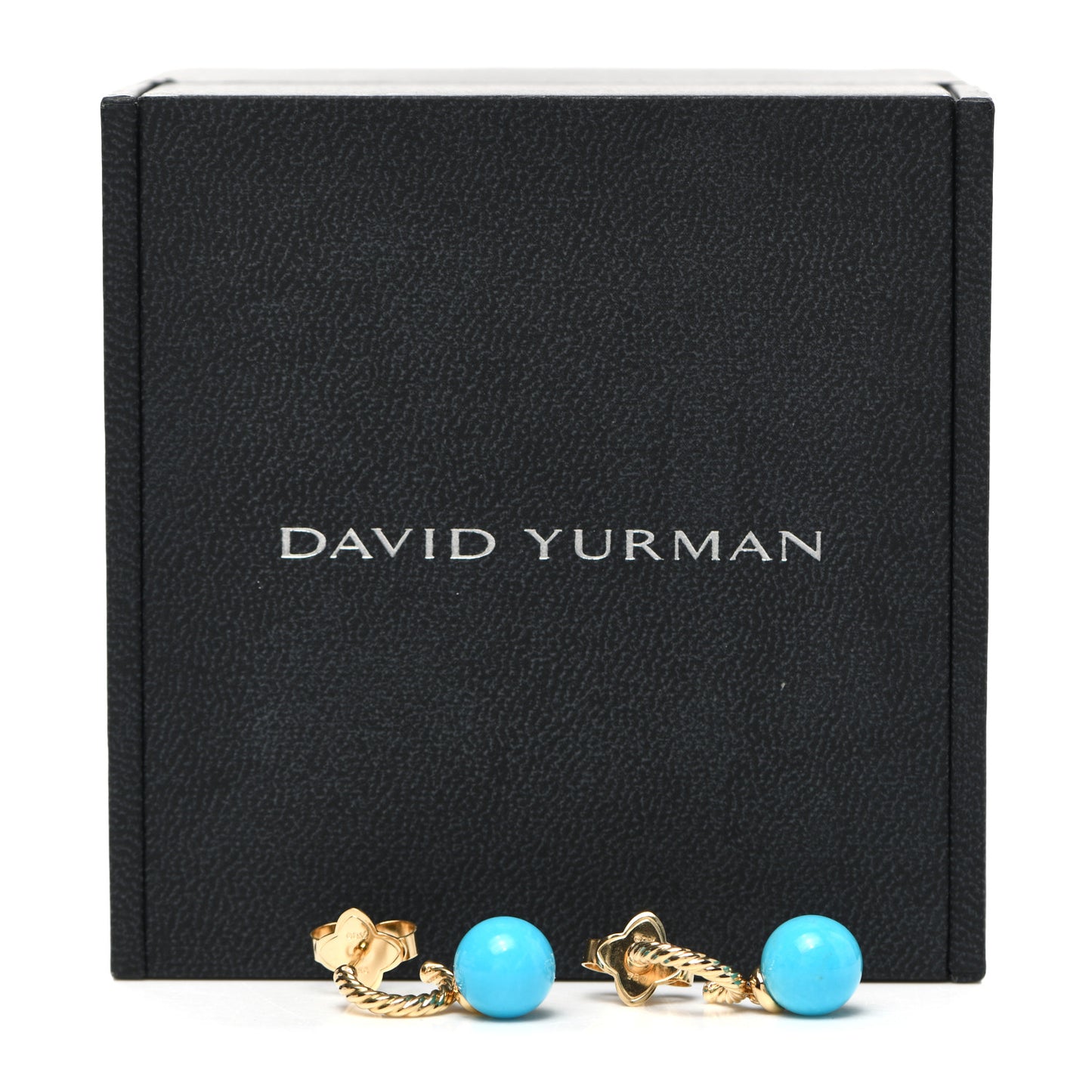 18K Yellow Gold Turquoise 9mm Solari Hoop Earrings