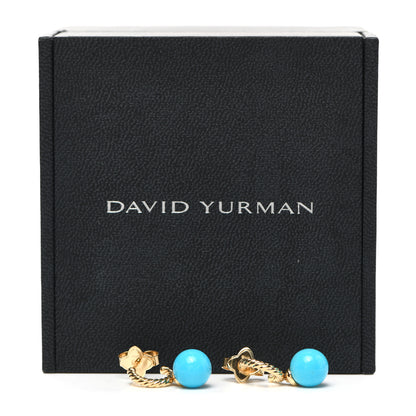 David Yurman 18K Yellow Gold Turquoise 9mm Solari Hoop Earrings 4 of 4