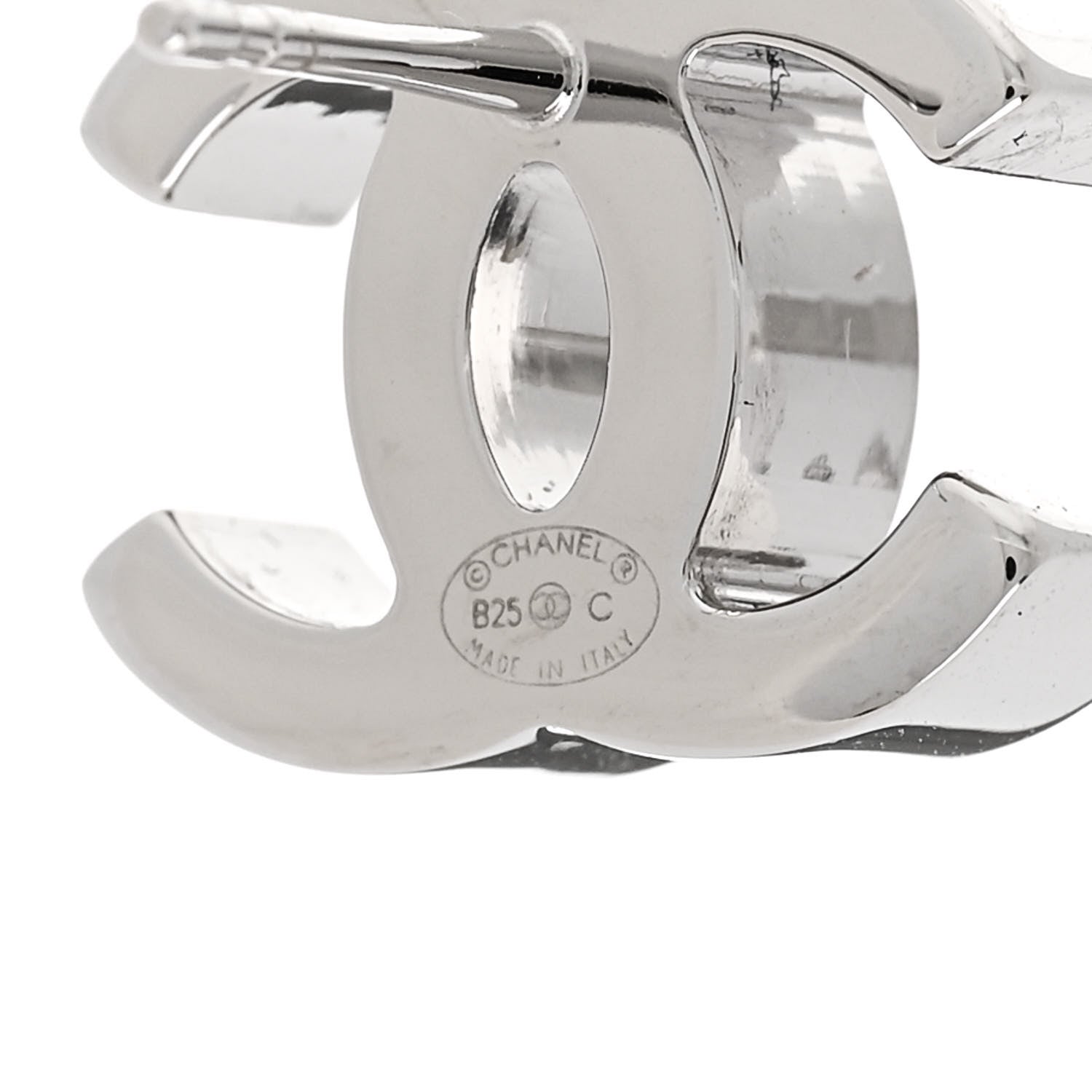 Chanel Crystal Mini Timeless CC Earrings Silver 4 of 5