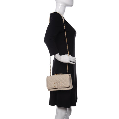 Chanel Caviar Quilted Small CC Filigree Flap Beige 2 of 12