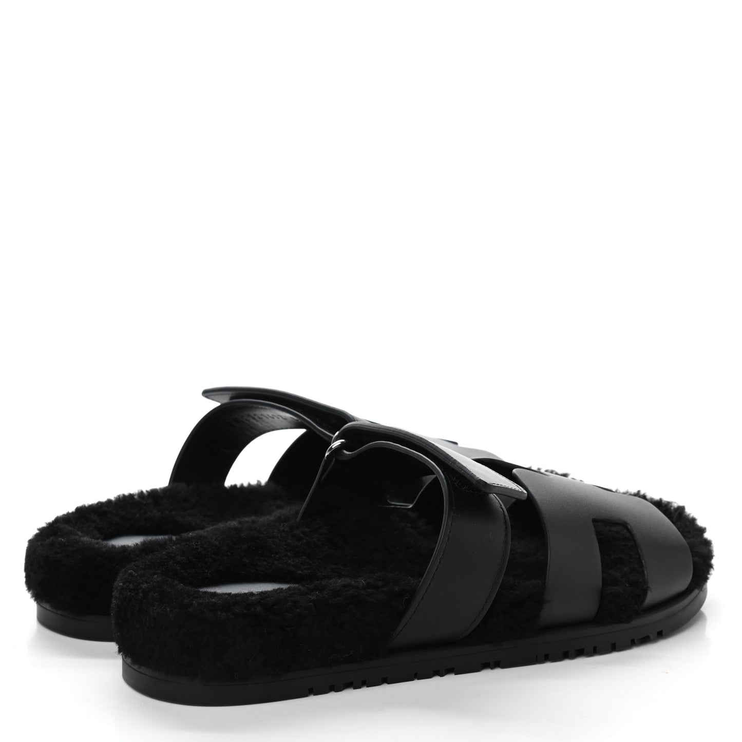 Calfskin Woolskin Womens Chypre Sandals 39.5 Black