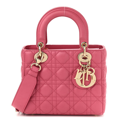 Christian Dior Lambskin Cannage Small Lady Dior Fraise 1 of 9