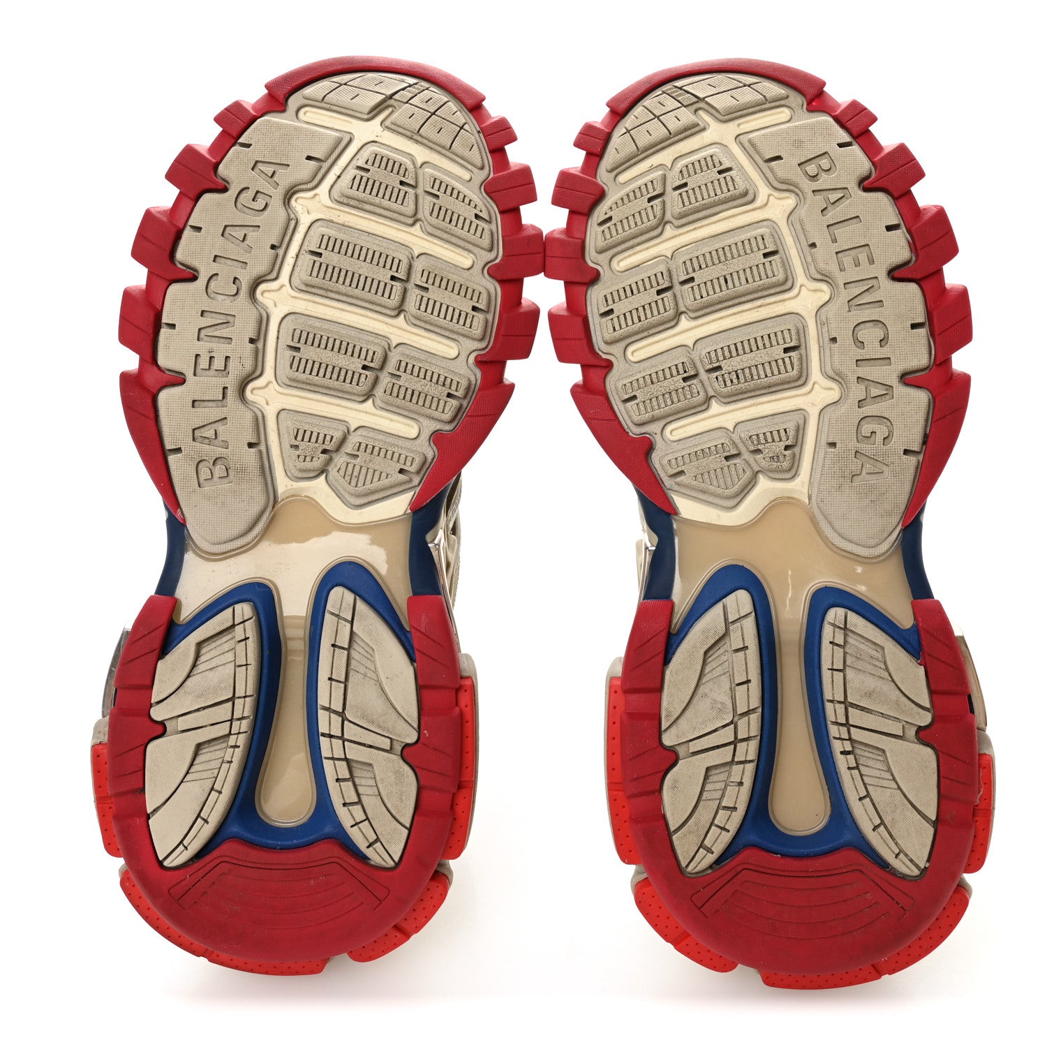 Balenciaga Rubber Mesh Bi-Color Womens Track.2 Open Sneakers 39 Beige Blue Red 6 of 9