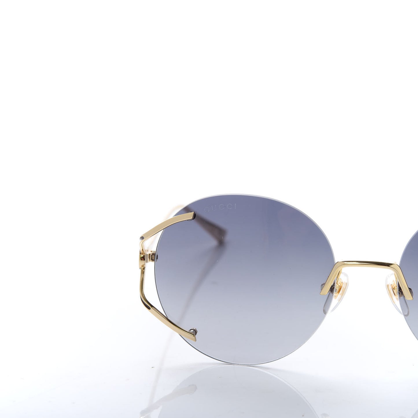 Metal Oversized Round Frame Sunglasses GG0645S Gold Grey