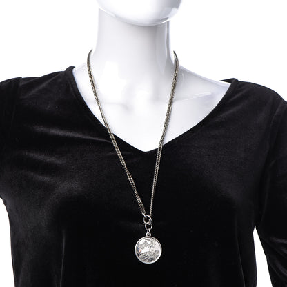 Gucci Sterling Silver Flora Round Pendant Necklace 2 of 5