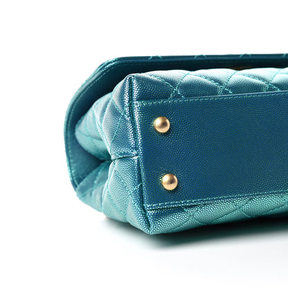 Chanel Metallic Caviar Quilted Mini Coco Handle Flap Blue 5 of 10