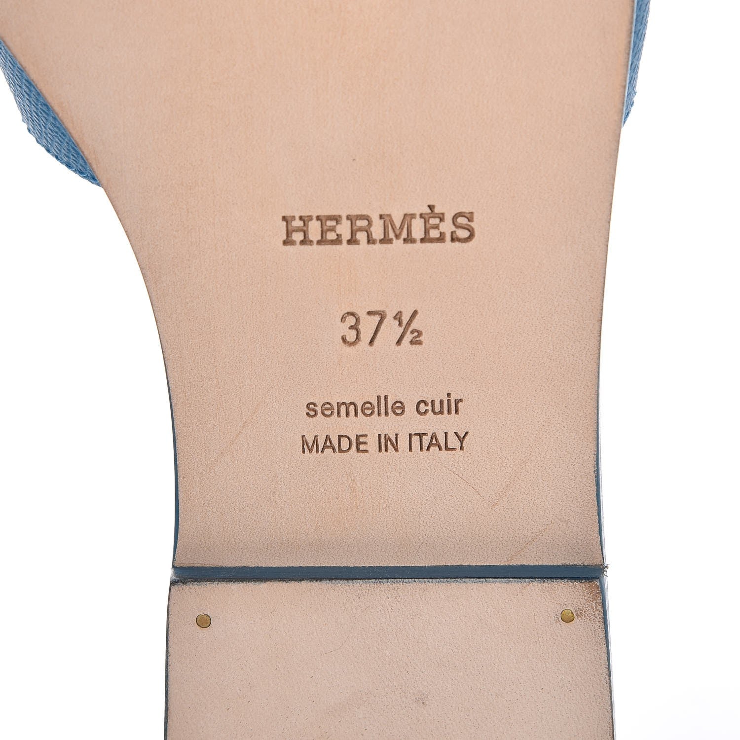 Hermes Epsom Oran Sandals 37.5 Bleu Izmir 6 of 8