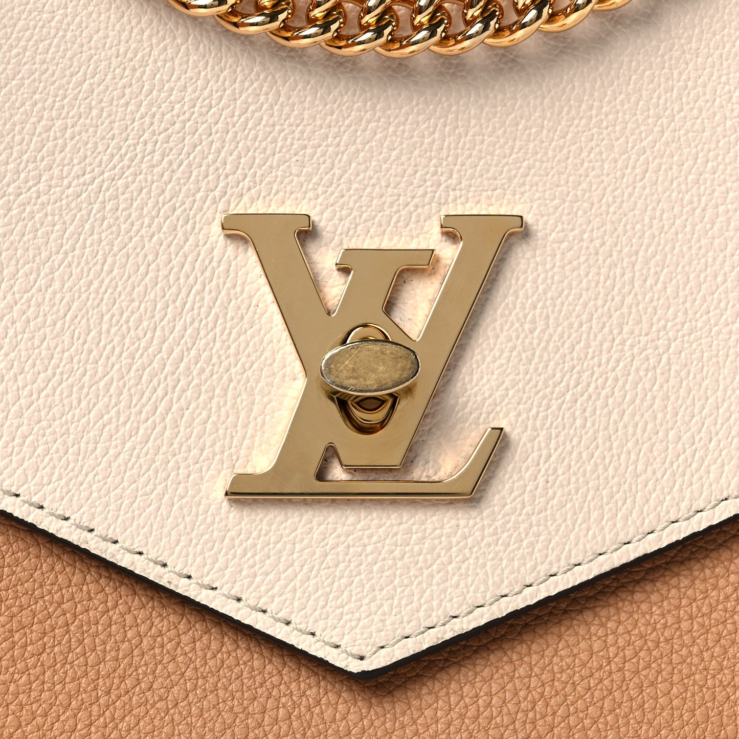 Soft Calfskin Mylockme Chain Bag BB Arizona Quartz Caramel