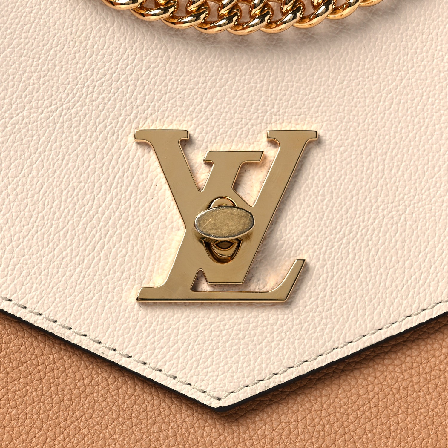 Louis Vuitton Soft Calfskin Mylockme Chain Bag BB Arizona Quartz Caramel 8 of 11