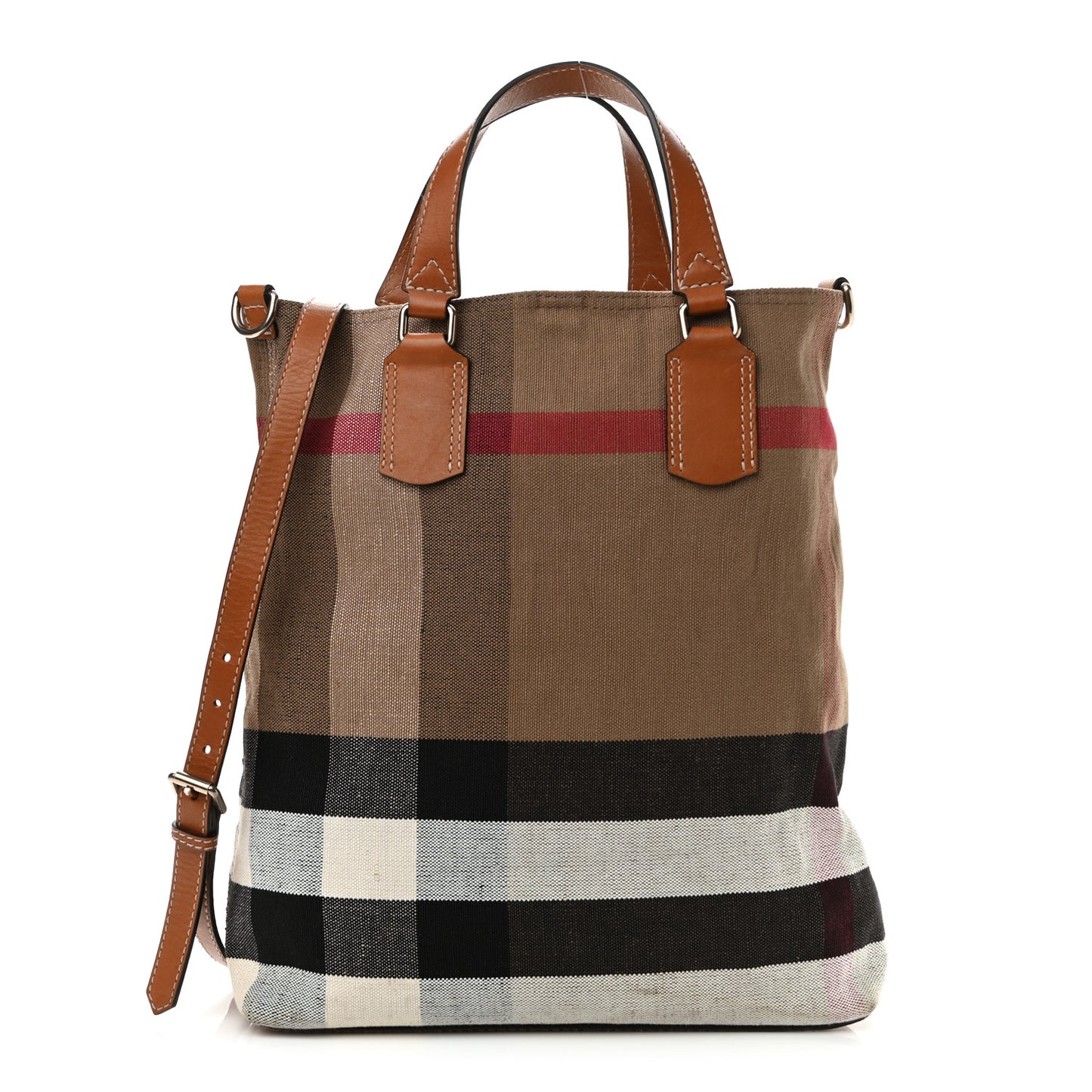 Canvas Mega Check Medium Tottenham Brit Tote Saddle Brown