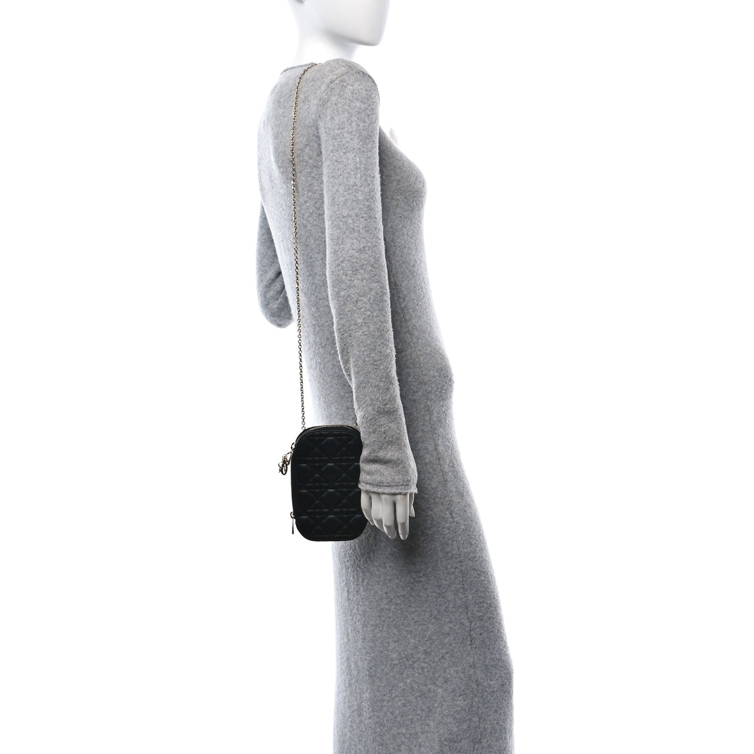 Christian Dior Lambskin Cannage Lady Dior Phone Holder Black 2 of 10