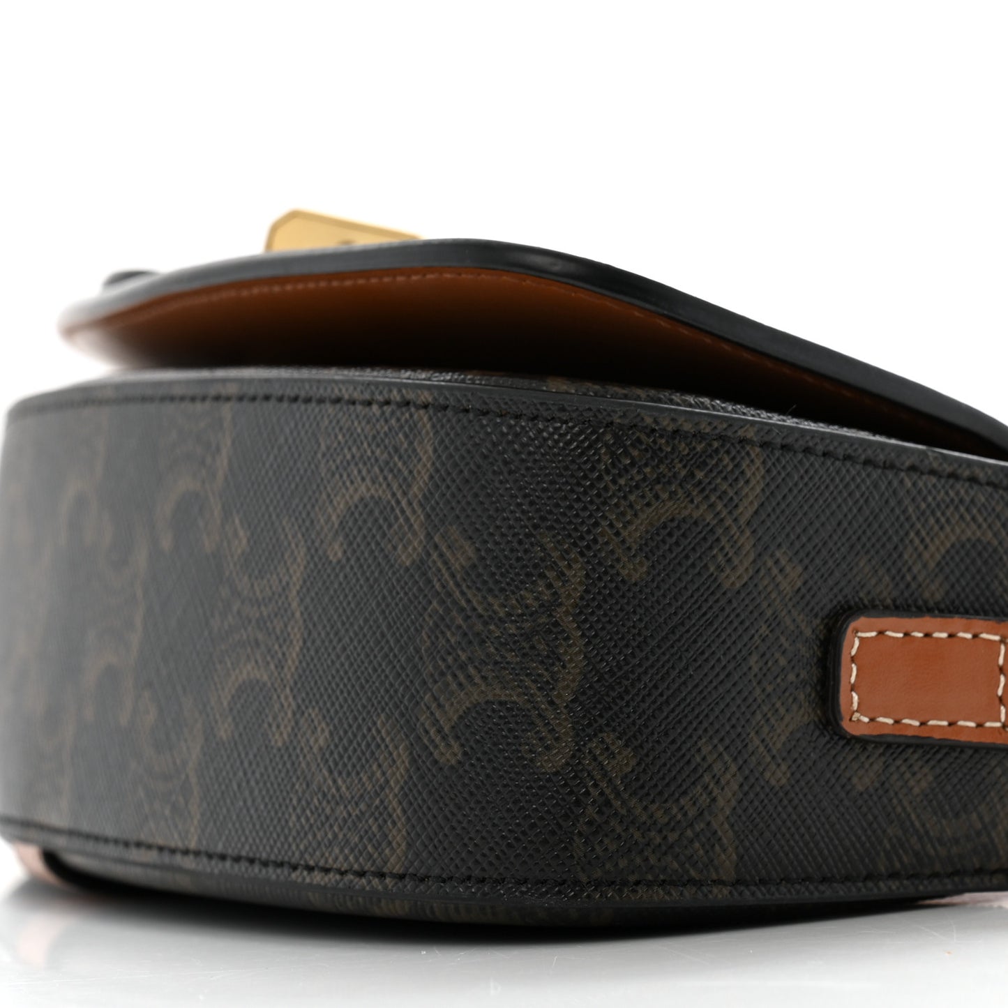 Triomphe Canvas Calfskin Tabou Clutch on Strap Tan