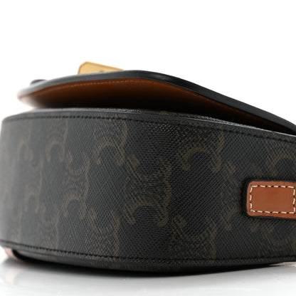 Celine Triomphe Canvas Calfskin Tabou Clutch on Strap Tan 9 of 12