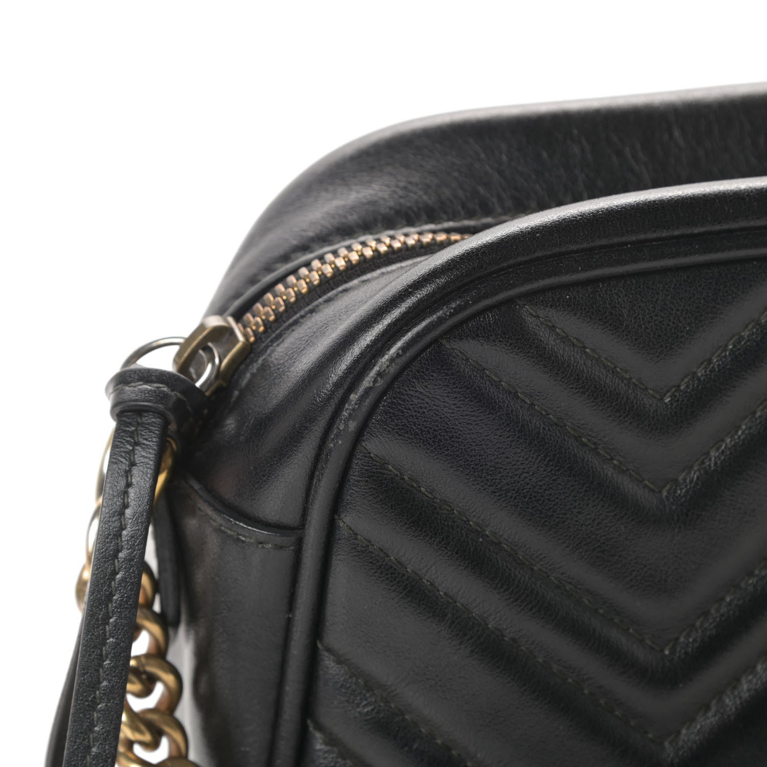 Gucci Calfskin Matelasse Small GG Marmont Chain Shoulder Bag Black 18 of 19